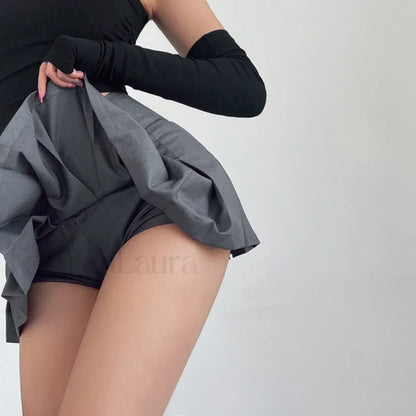 Preppy Solid High Waist Mini Skirt