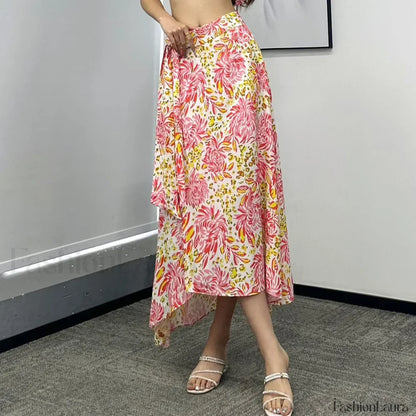 Printed Asymmetric Straight Skirt