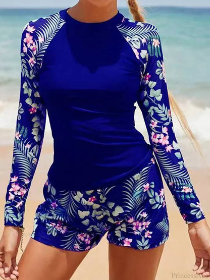 Printed Long Sleeve Surf Two Piece Set