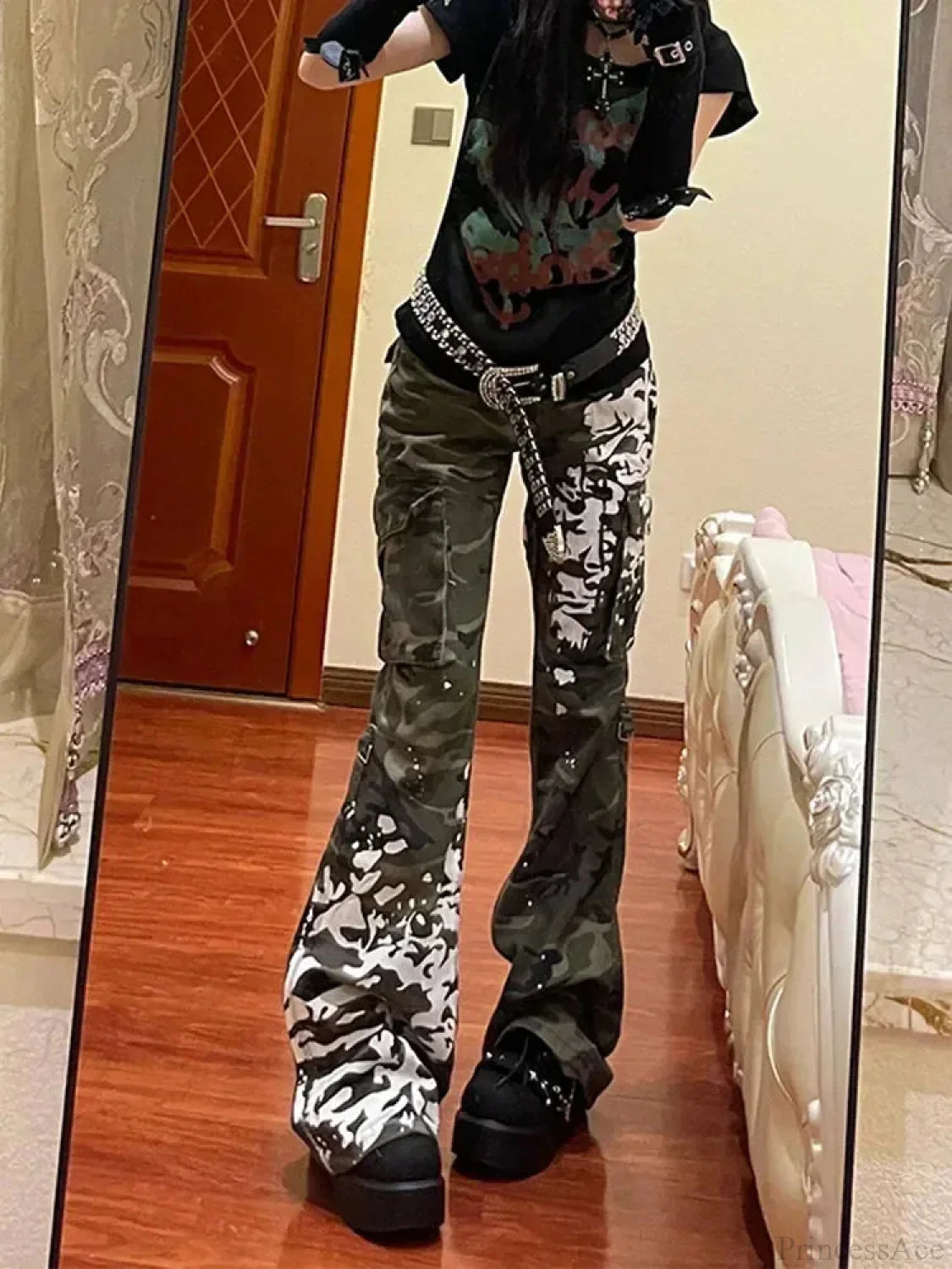 Printed Medieval Dragon Flared Pant