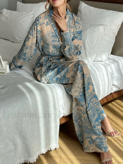 Printed Tie Graceful Up Pants Set