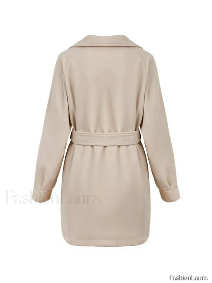 Puff Sleeve Belted Woolen Coat