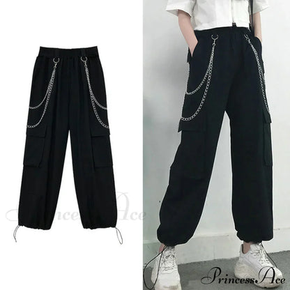 Punk Black Female Joggers Cargo Pants