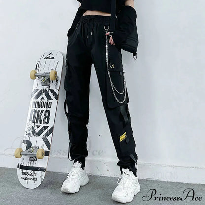 Punk Black Female Joggers Cargo Pants