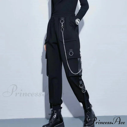 Punk Black Female Joggers Cargo Pants