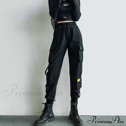 Punk Black Female Joggers Cargo Pants
