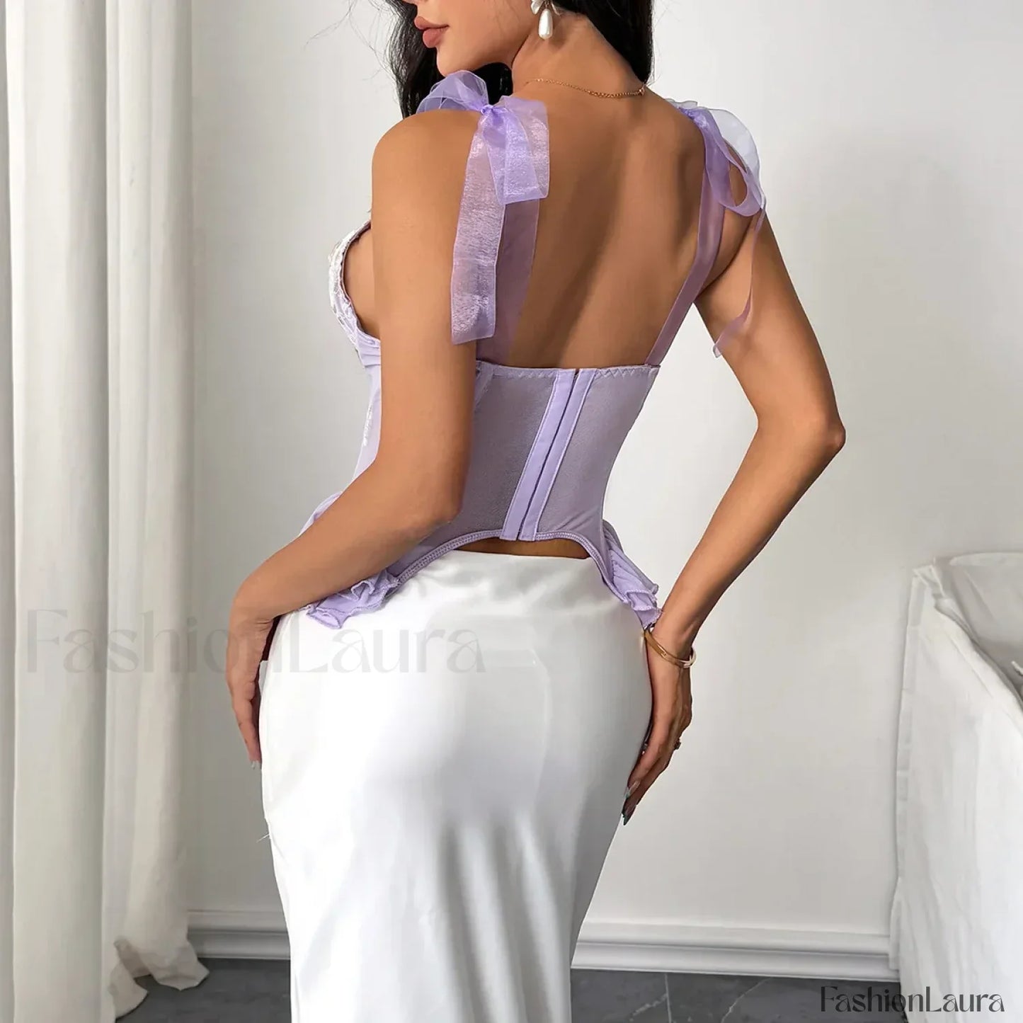 Purple Embroidery Sling Crop Top