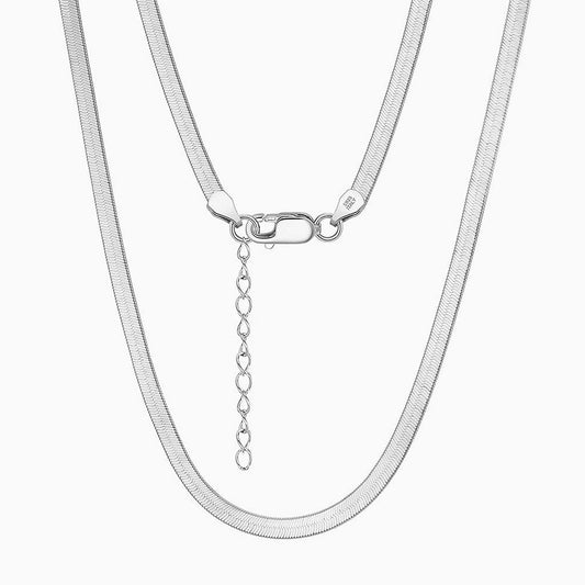 Sided Snake Flat Chain Necklace in Sterling Silver 3MM