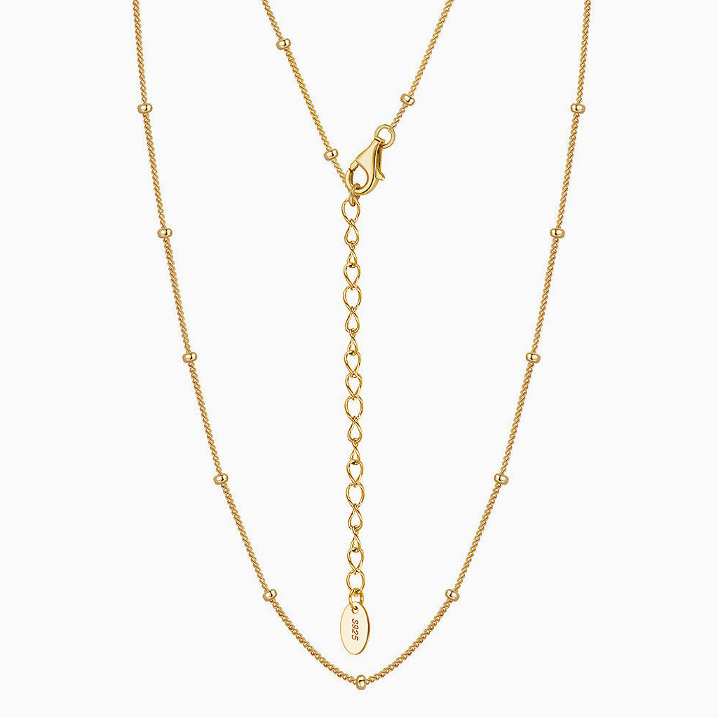 Quiet Luxury Tiny Bead 1MM Sterling Silver Curb Chain Necklace