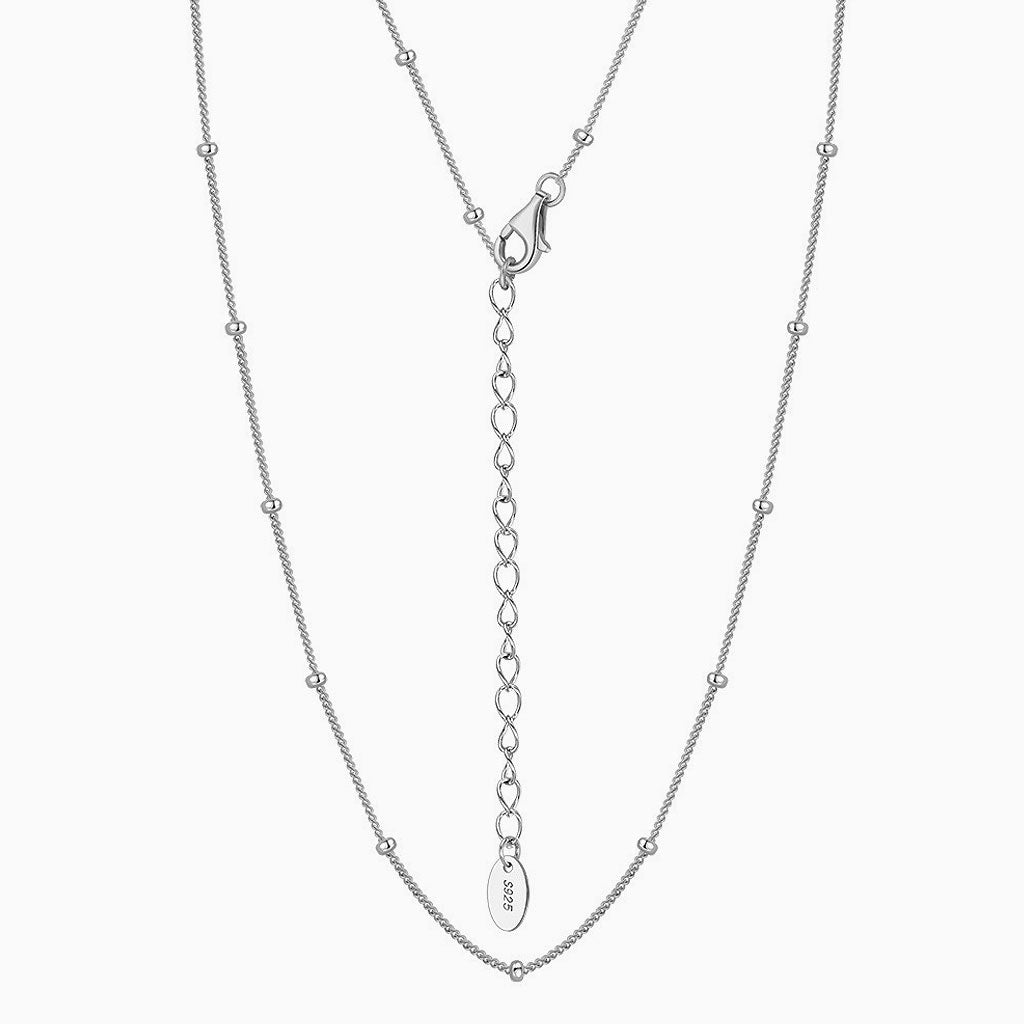 Quiet Luxury Tiny Bead 1MM Sterling Silver Curb Chain Necklace