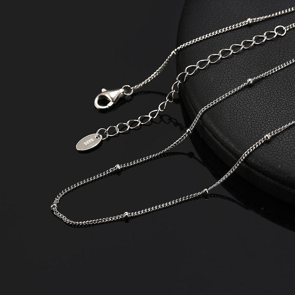 Quiet Luxury Tiny Bead 1MM Sterling Silver Curb Chain Necklace