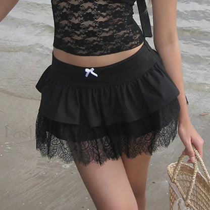 Rave Lace Patchwork Micro Skirt