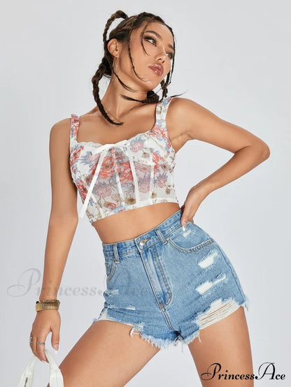 Raw Hem Distressed Denim Shorts