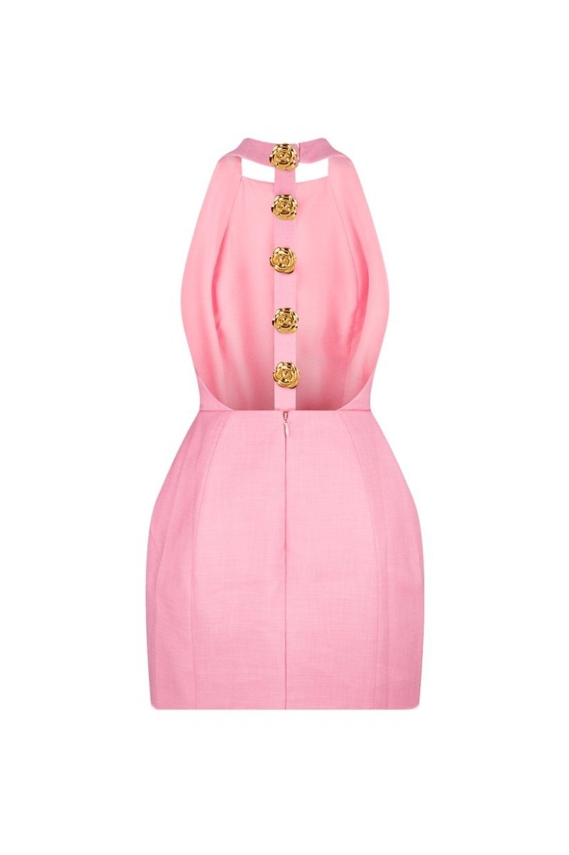 Square Neck Wide Strap Floral Button Front Bodycon Mini Dress