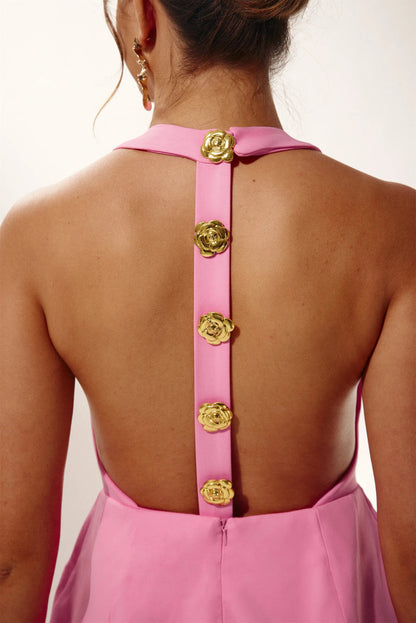 Square Neck Wide Strap Floral Button Front Bodycon Mini Dress