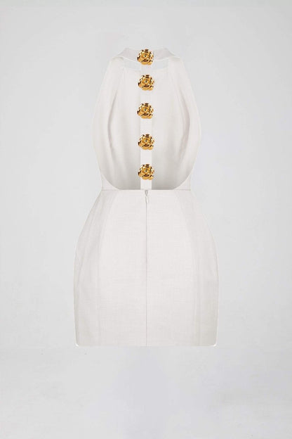 Square Neck Wide Strap Floral Button Front Bodycon Mini Dress
