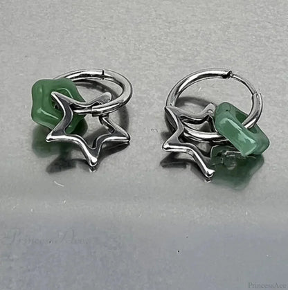 Rebel Celestial Cross Silver Empty Heart Earring