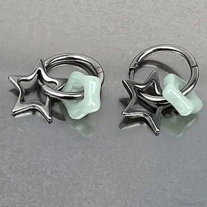 Rebel Celestial Cross Silver Empty Heart Earring