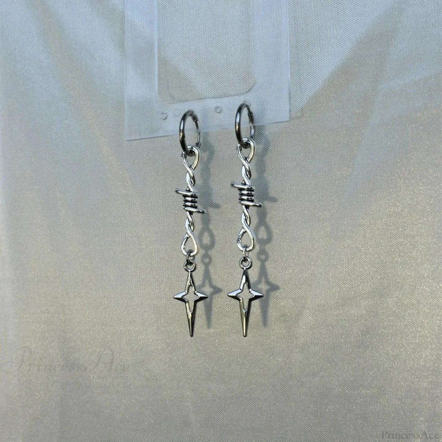 Rebel Celestial Cross Silver Empty Heart Earring