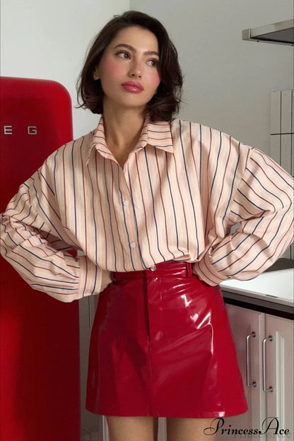 Red Faux Leather Mini Pencil Skirt