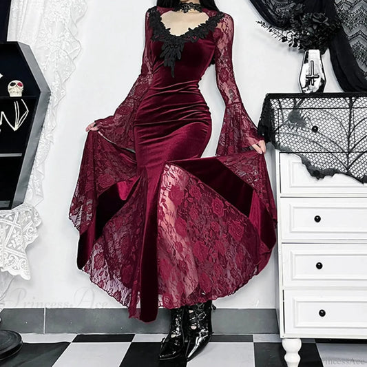Red Lace Slim Fit Rebel Midi Dress