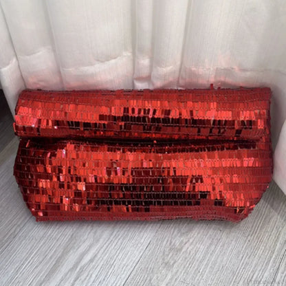 Red Sequin Leather Clutch Bag Wristlet