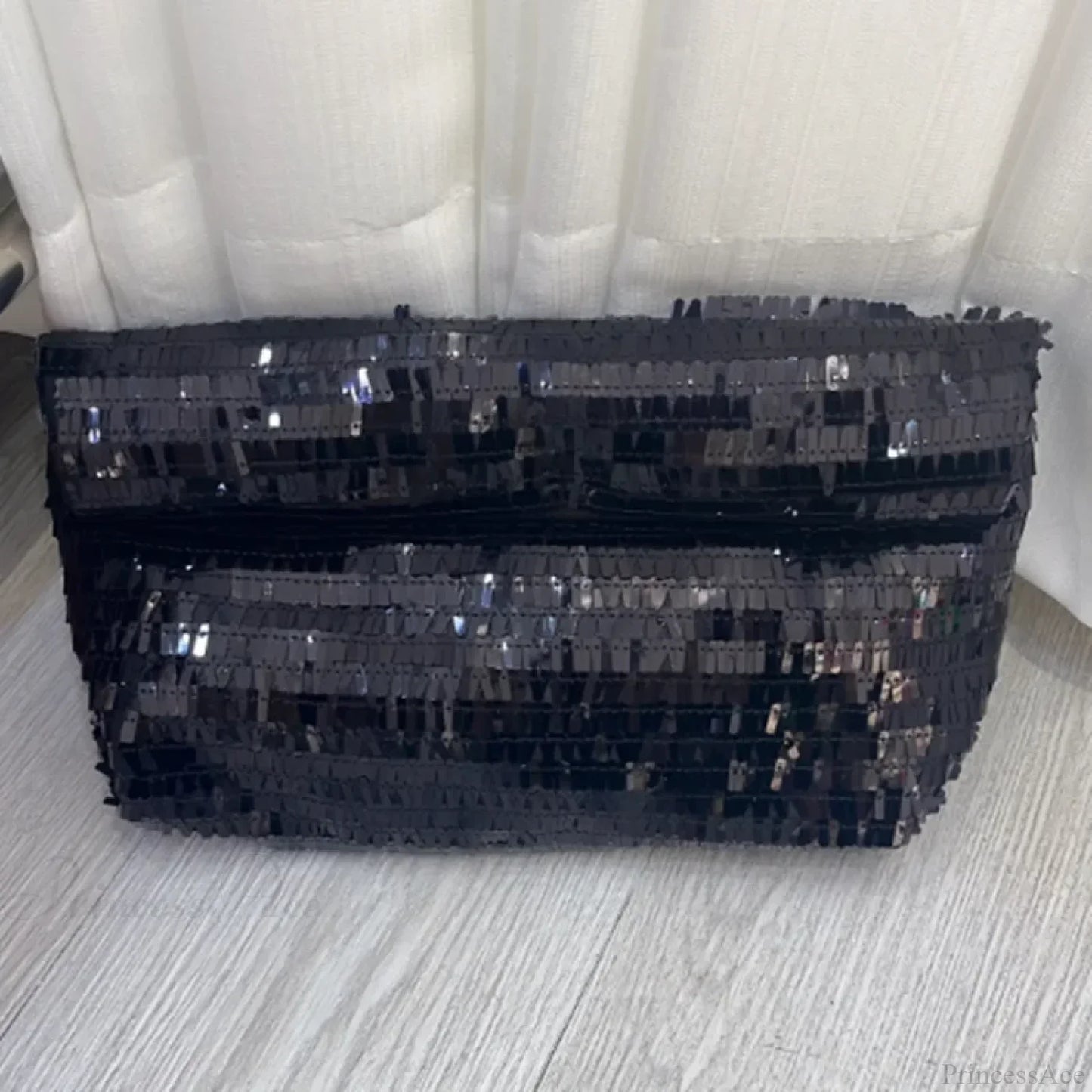 Red Sequin Leather Clutch Bag Wristlet