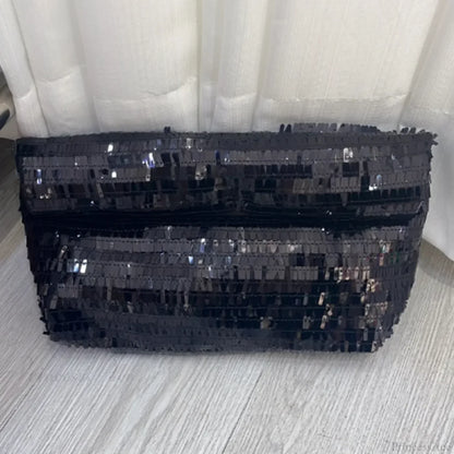 Red Sequin Leather Clutch Bag Wristlet