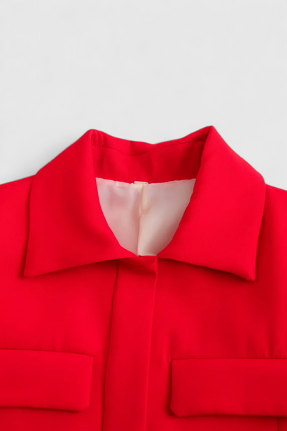 Cropped Utility Jacket | Turn-Down Collar, Flap Pockets