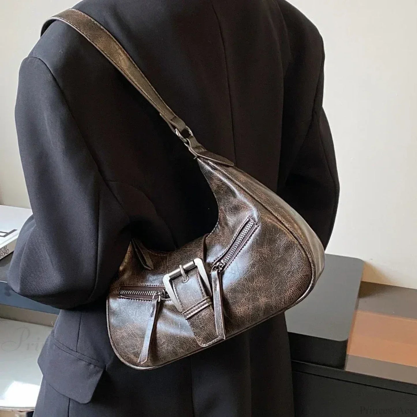 Retro Belt Design PU Leather Shoulder Bag
