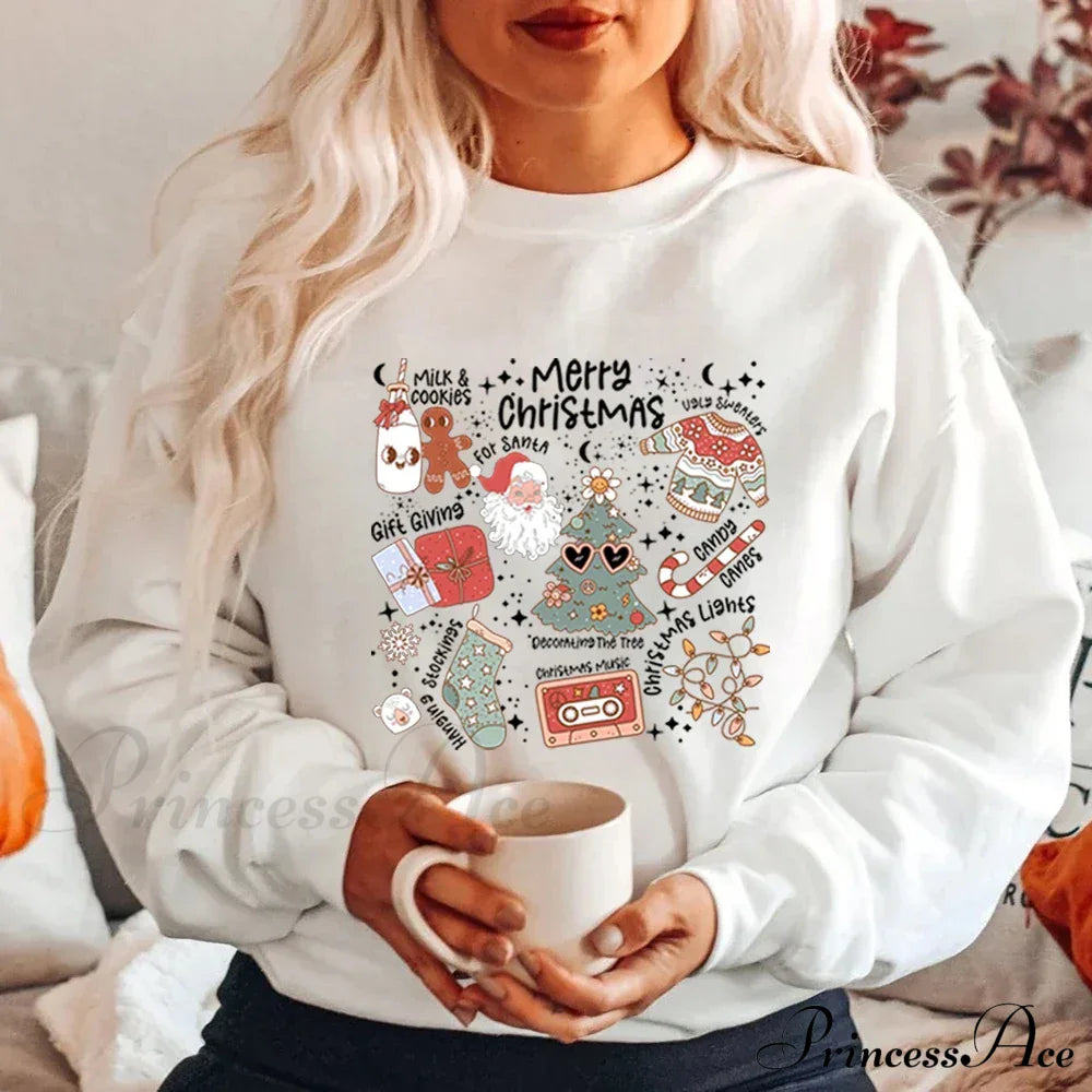 Retro Cheerful Aesthetic Santa Warm Hoodie