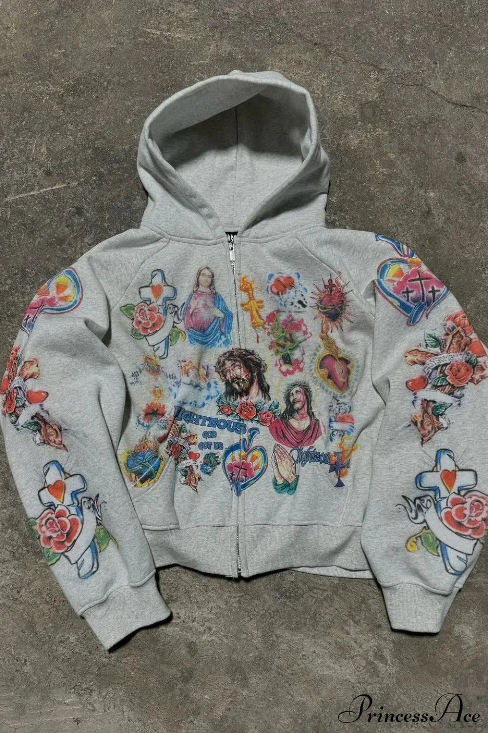 Retro Pattern Printed Loose Hoodie