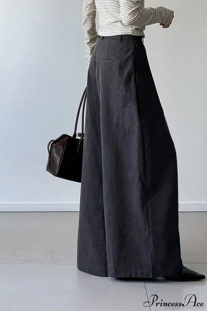 Retro Relaxed High-Waisted Wide-Leg Pants