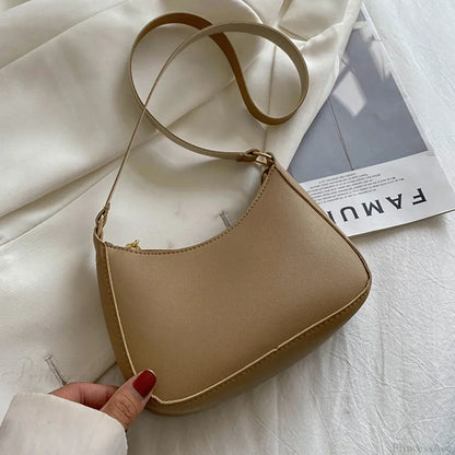 Retro Solid Color PU Leather Underarm Bag