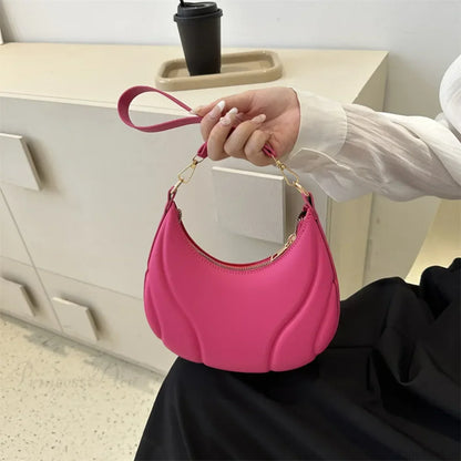 Retro Solid Color Saddle Leather Shoulder Bag