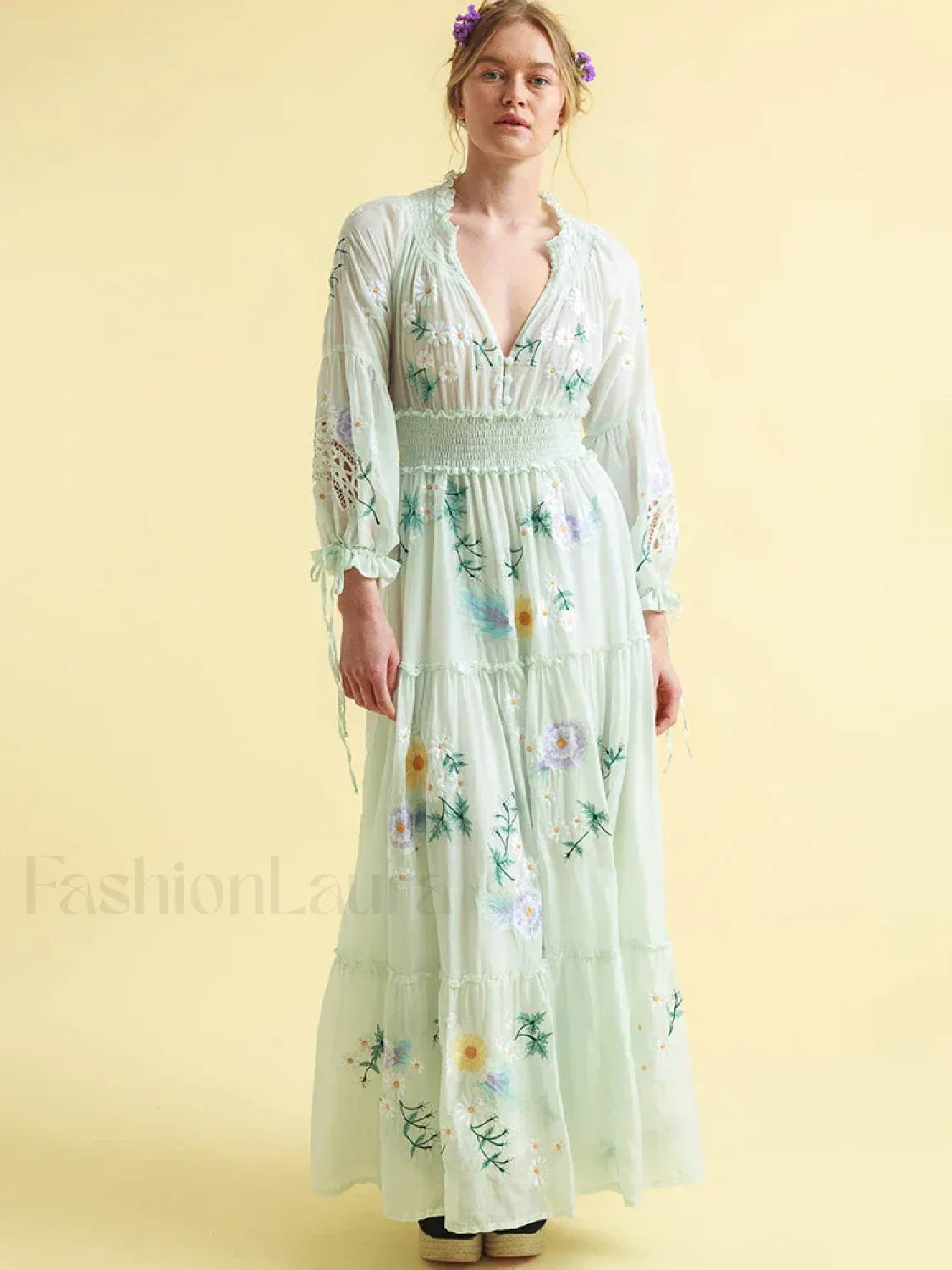 Retro V-Neck Elastic Boho Dress