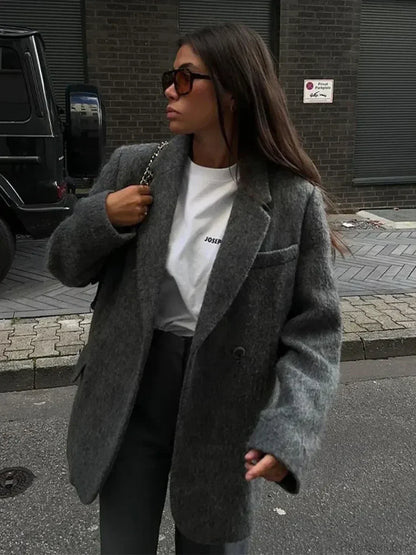 Retro Wool Button Turn-Down Overcoat