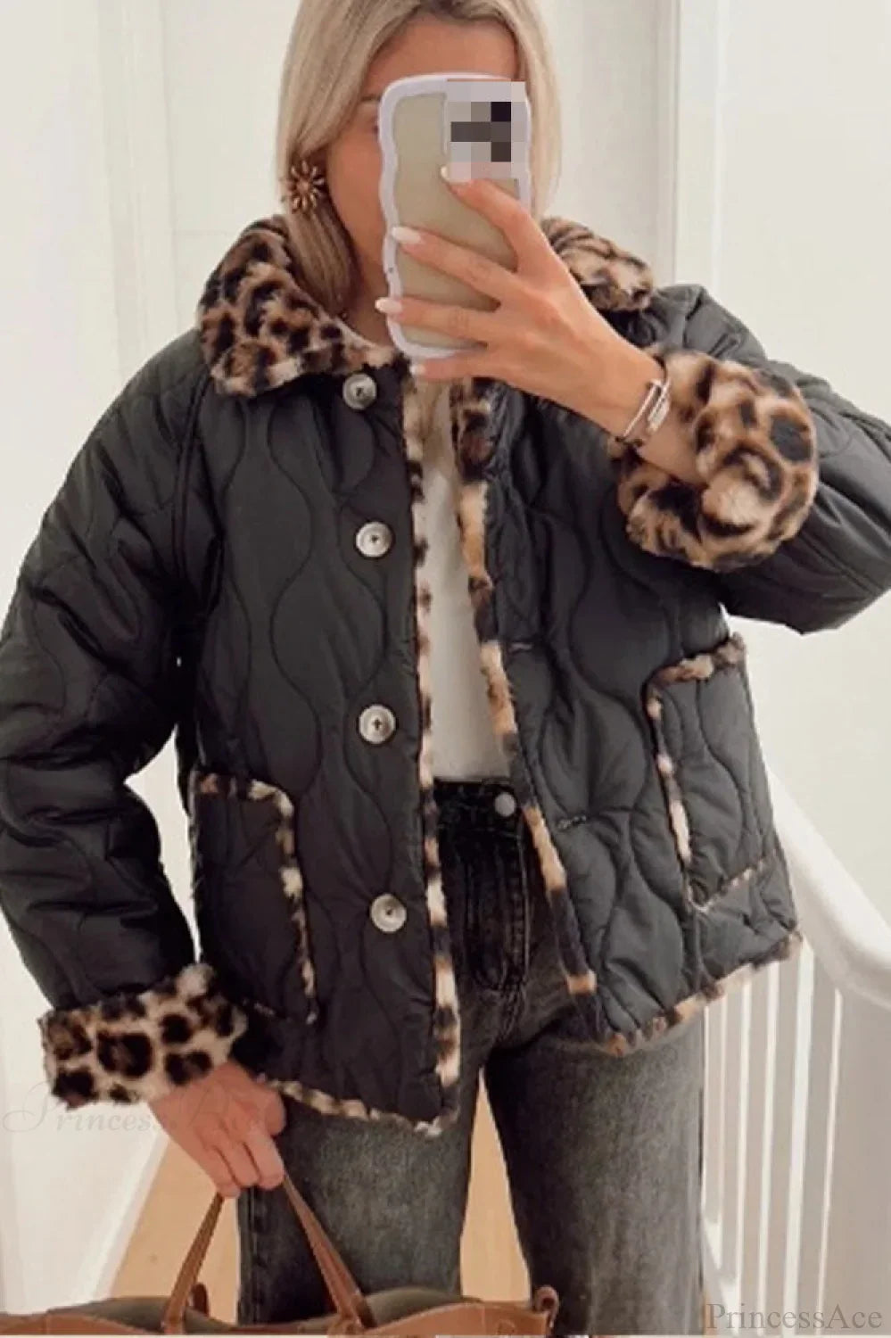 Reversible Leopard Paneled Cotton Coat