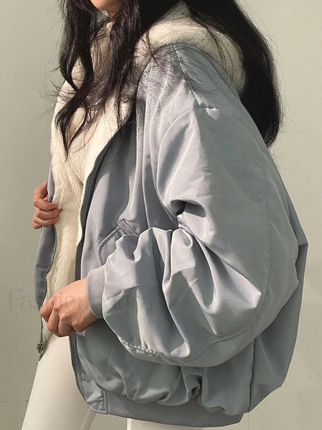 Reversible Oversize Fleece Hooded Jacket
