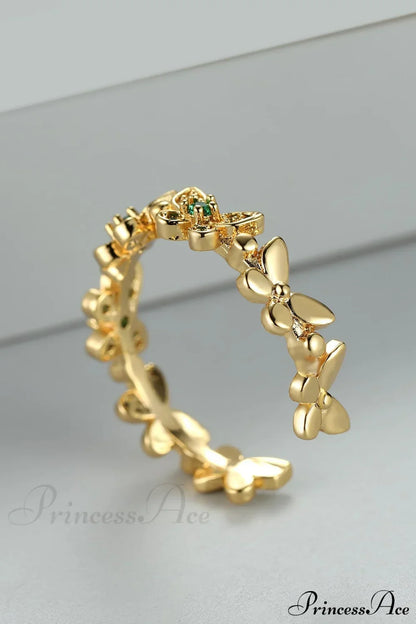 Rhinestone Butterfly Decor Cuff Ring