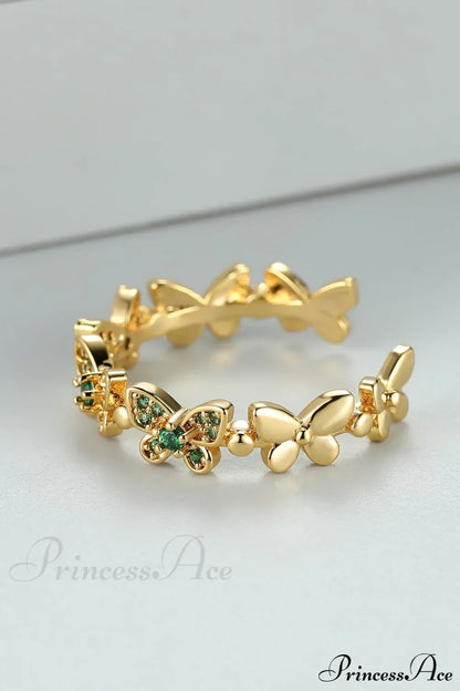 Rhinestone Butterfly Decor Cuff Ring