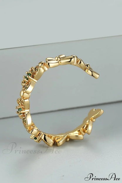 Rhinestone Butterfly Decor Cuff Ring