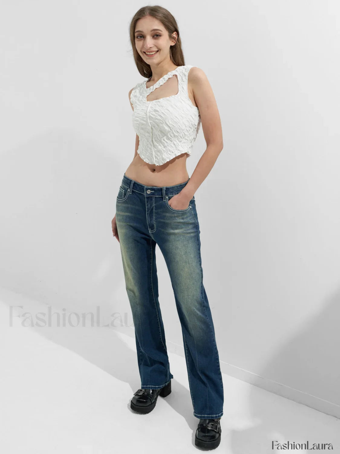 Rhinestone Chrome Hearts Flare Leg Jeans