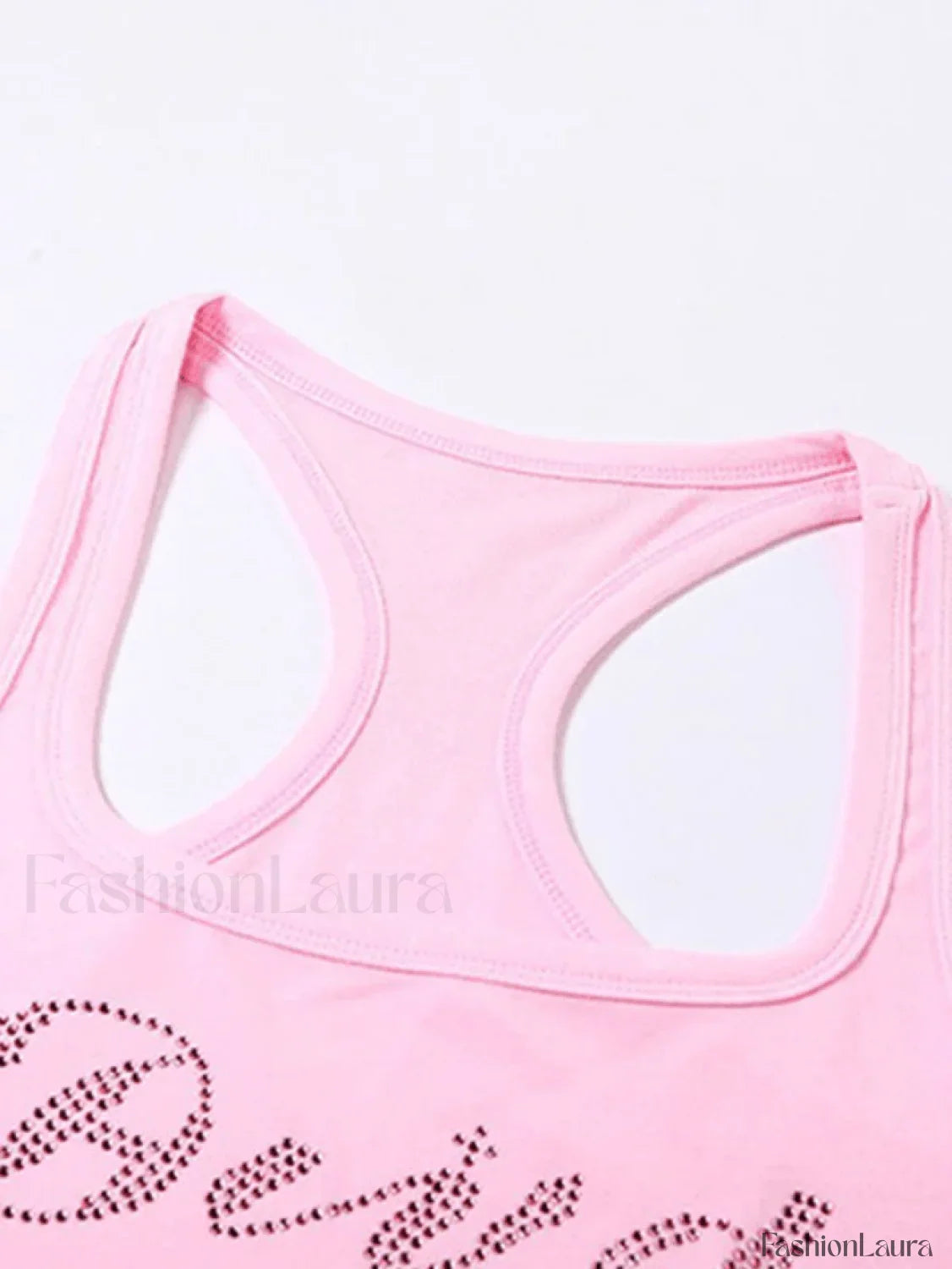 Rhinestone Letter Cropped Tank Top