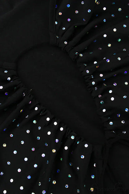 Rhinestone Mesh Cutout Dress