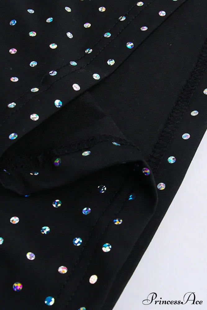 Rhinestone Mesh Cutout Dress