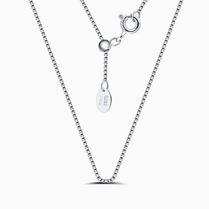 Rhodium Plated 0.6MM Box Link 18 Inch Sterling Silver Chain Necklace