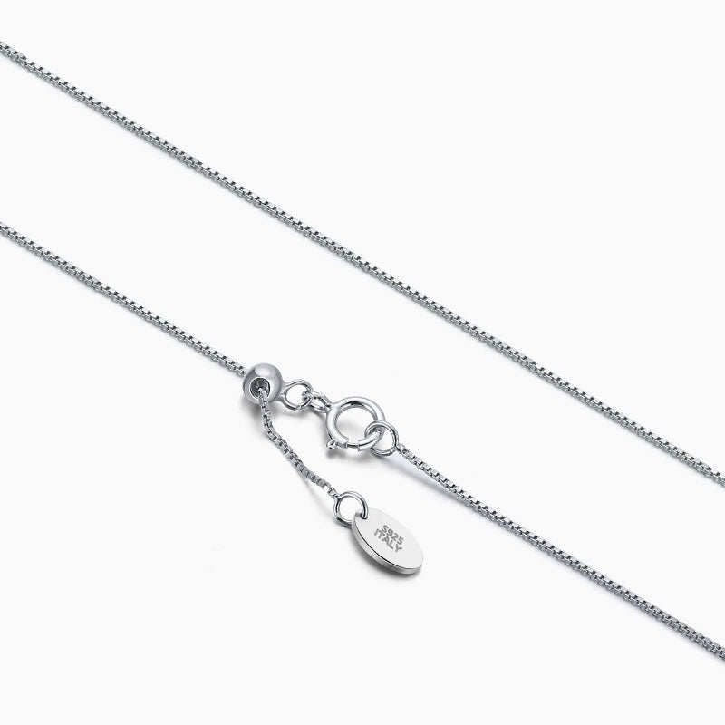 Rhodium Plated 0.6MM Box Link 18 Inch Sterling Silver Chain Necklace