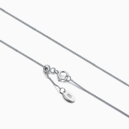 Rhodium Plated 0.6MM Box Link 18 Inch Sterling Silver Chain Necklace