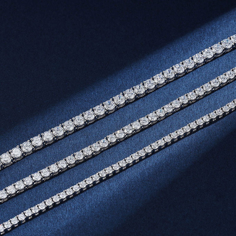 Rhodium Silver 3MM Cubic Zirconia Tennis Necklace